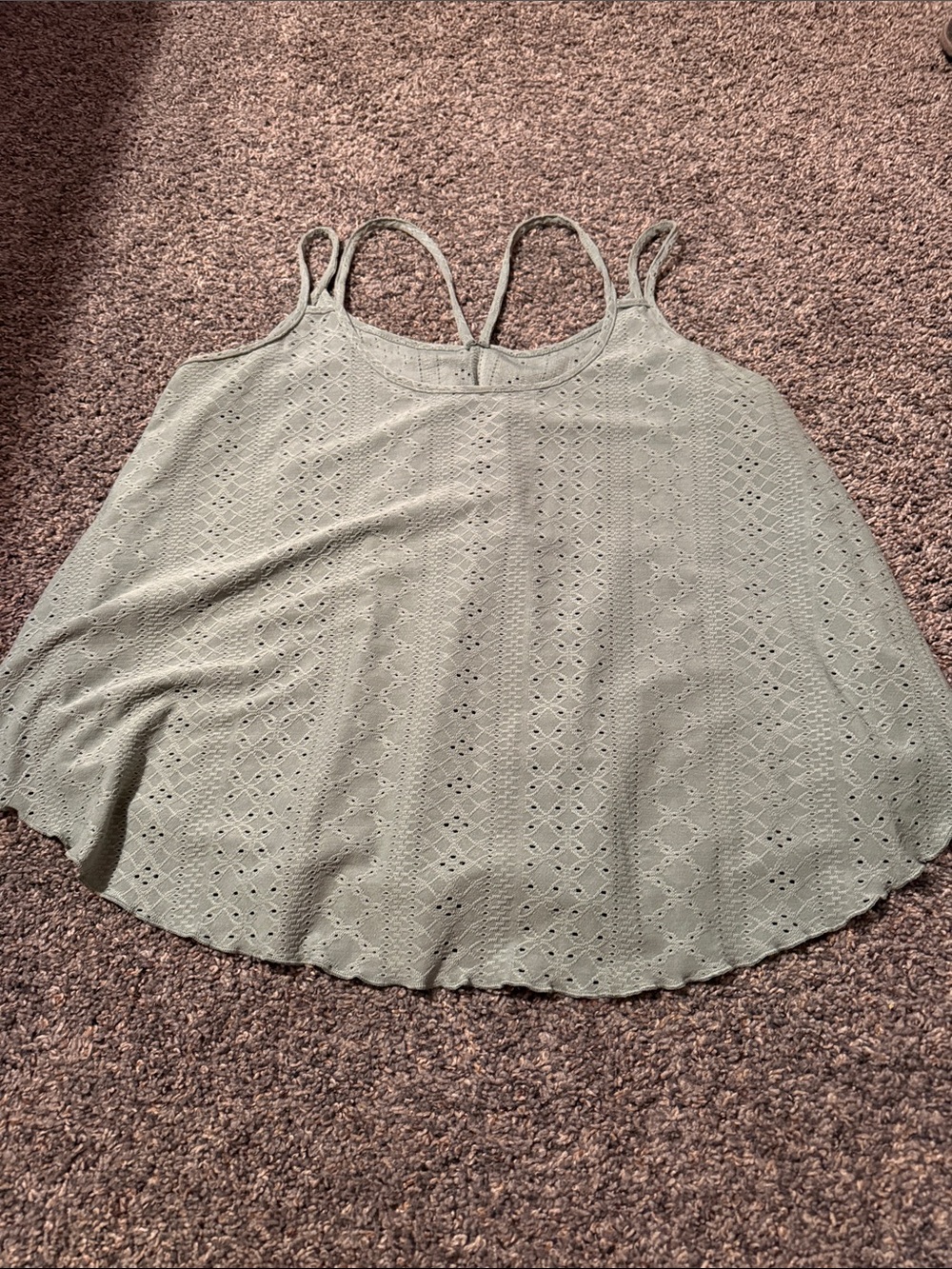 SHEIN Sage Green Eyelet Swing Cami